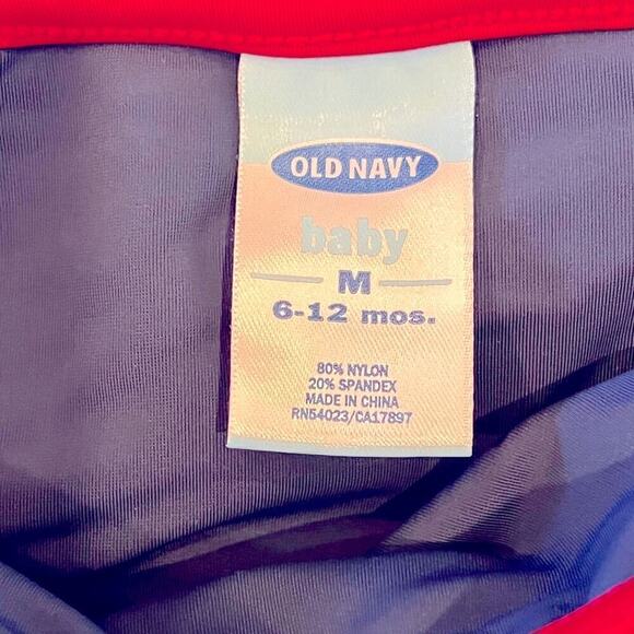 Old Navy red & blue two-piece infant girl bikini swimsuit in size 6-12 months. - Picture 8 of 8